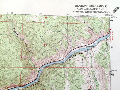 Antique Shoshone, Colorado 1961 US Geological Survey Topographic Map – White River National Forest, Glenwood Canyon, Colorado River, CO