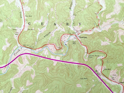 Antique Newton, West Virginia 1966 US Geological Survey Topographic Map – Roane, Kanawha, Clay County, Henry, Ovapa, Pigeon, Wallback, WV