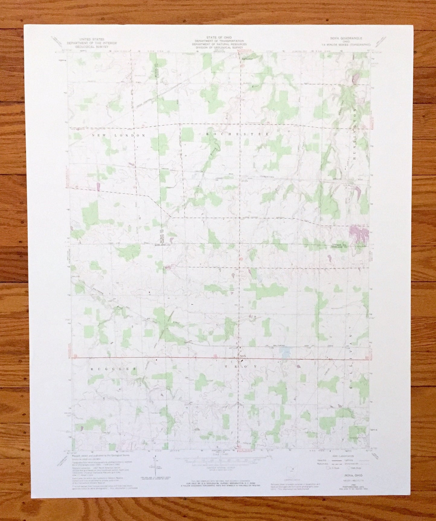 Antique Nova, Ohio 1960 US Geological Survey Topographic Map – Ashland, Lorain, Huron County, Ruggles, Troy, New London, Rochester, OH