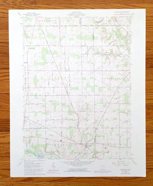 Antique Olivesburg, Ohio 1960 US Geological Survey Topographic Map – Richland County, Franklin, Shenandoah, Weller, Milton, Adario, OH
