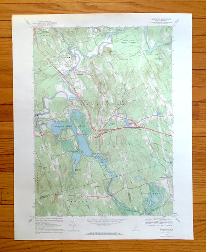 Antique Hopkinton, New Hampshire 1967 US Geological Survey Topographic Map – Merrimack, Hillsborough County, Contoocook, Everett Lake, NH