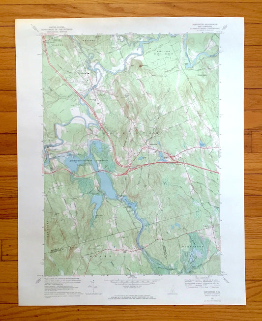 Antique Hopkinton, New Hampshire 1967 US Geological Survey Topographic Map – Merrimack, Hillsborough County, Contoocook, Everett Lake, NH