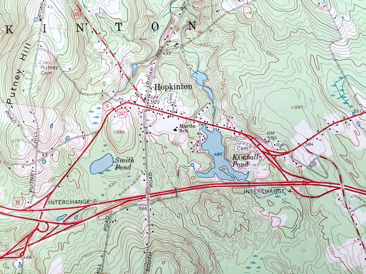 Antique Hopkinton, New Hampshire 1967 US Geological Survey Topographic Map – Merrimack, Hillsborough County, Contoocook, Everett Lake, NH