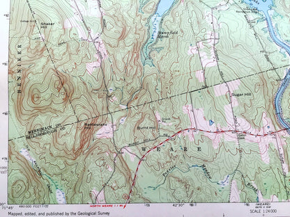 Antique Hopkinton, New Hampshire 1967 US Geological Survey Topographic Map – Merrimack, Hillsborough County, Contoocook, Everett Lake, NH