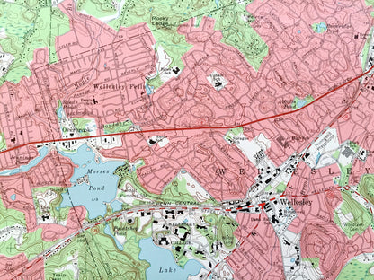 Antique Natick, Massachusetts 1970 US Geological Survey Topographic Map – Wellesley, Wayland, Weston, Waltham Needham Cochituate Sherburn MA