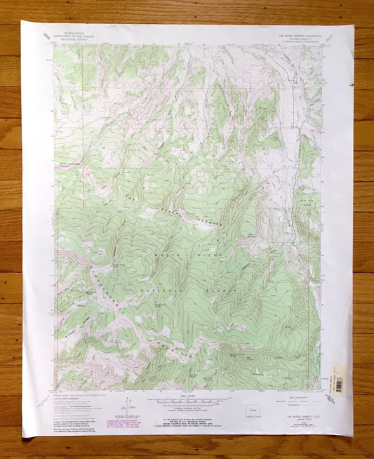 Antique The Seven Hermits, Colorado 1962 US Geological Survey Topographic Map – White River National Forest, Eagle County, Rockies, 7, CO
