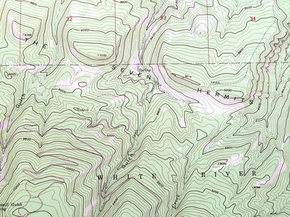 Antique The Seven Hermits, Colorado 1962 US Geological Survey Topographic Map – White River National Forest, Eagle County, Rockies, 7, CO
