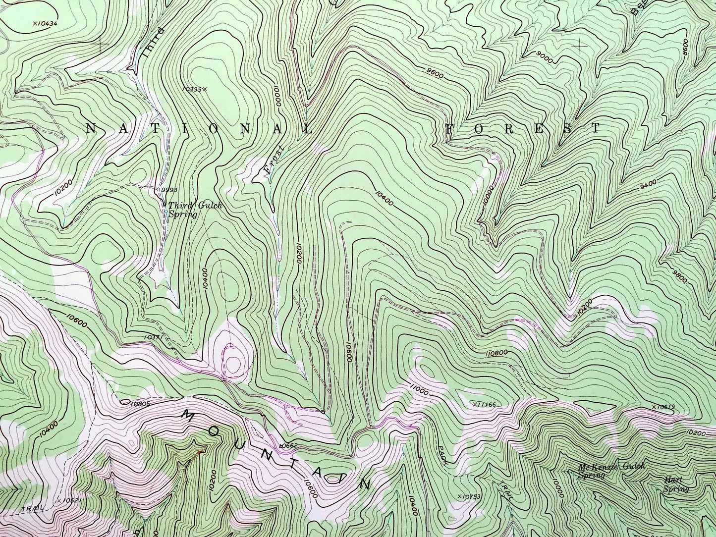 Antique The Seven Hermits, Colorado 1962 US Geological Survey Topographic Map – White River National Forest, Eagle County, Rockies, 7, CO