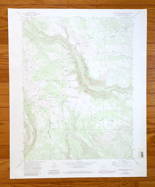 Antique Broken Rib Creek, Colorado 1974 US Geological Survey Topographic Map – White River National Forest, Garfield County, Deep Creek, CO