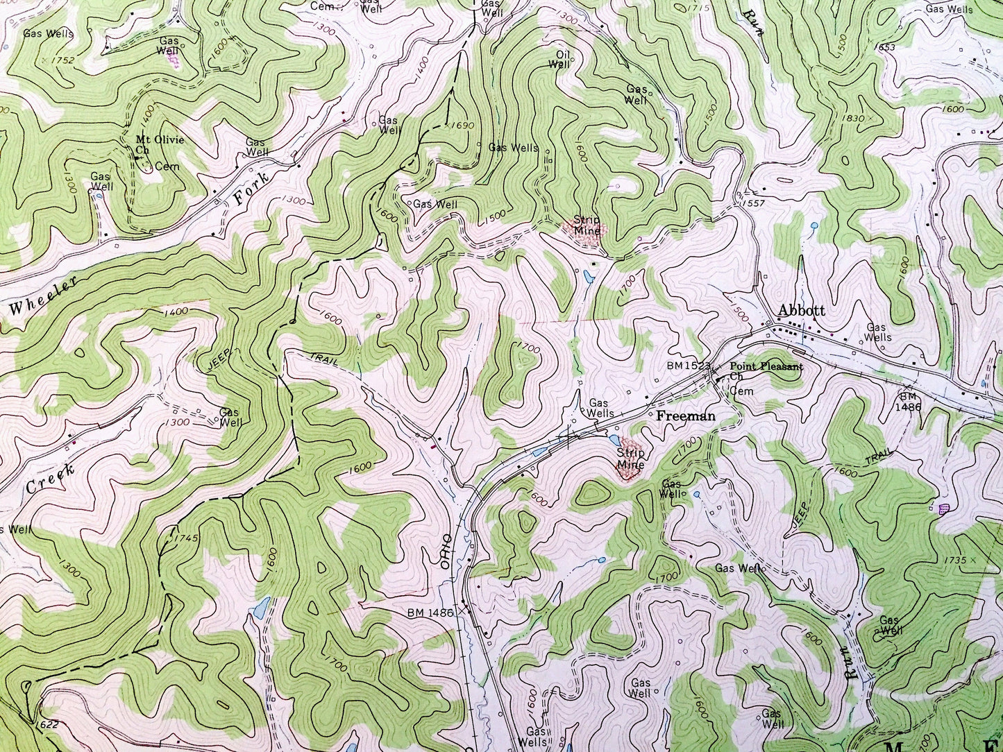 Antique Adrian, West Virginia 1966 US Geological Survey Topographic Map – Upshur, Lewis County, Atlas, French Creek, Frenchton, Lake, WV