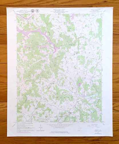Antique Adrian, West Virginia 1966 US Geological Survey Topographic Map – Upshur, Lewis County, Atlas, French Creek, Frenchton, Lake, WV