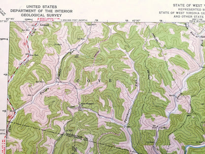 Antique Vadis, West Virginia 1964 US Geological Survey Topographic Map – Glimer, Lewis County, Linn, Alum Bridge, Fink, Troy, Leopold, WV