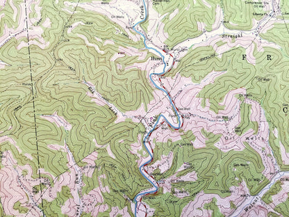 Antique Vadis, West Virginia 1964 US Geological Survey Topographic Map – Glimer, Lewis County, Linn, Alum Bridge, Fink, Troy, Leopold, WV
