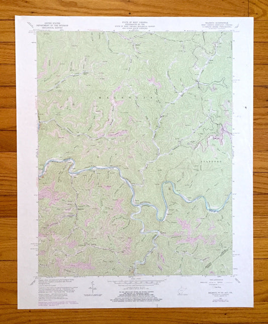 Antique Majestic, West Virginia 1964 US Geological Survey Topographic Map – Phelps, Stopover, Woodman, Lindsey, Mingo, Pike County, WV KY Va