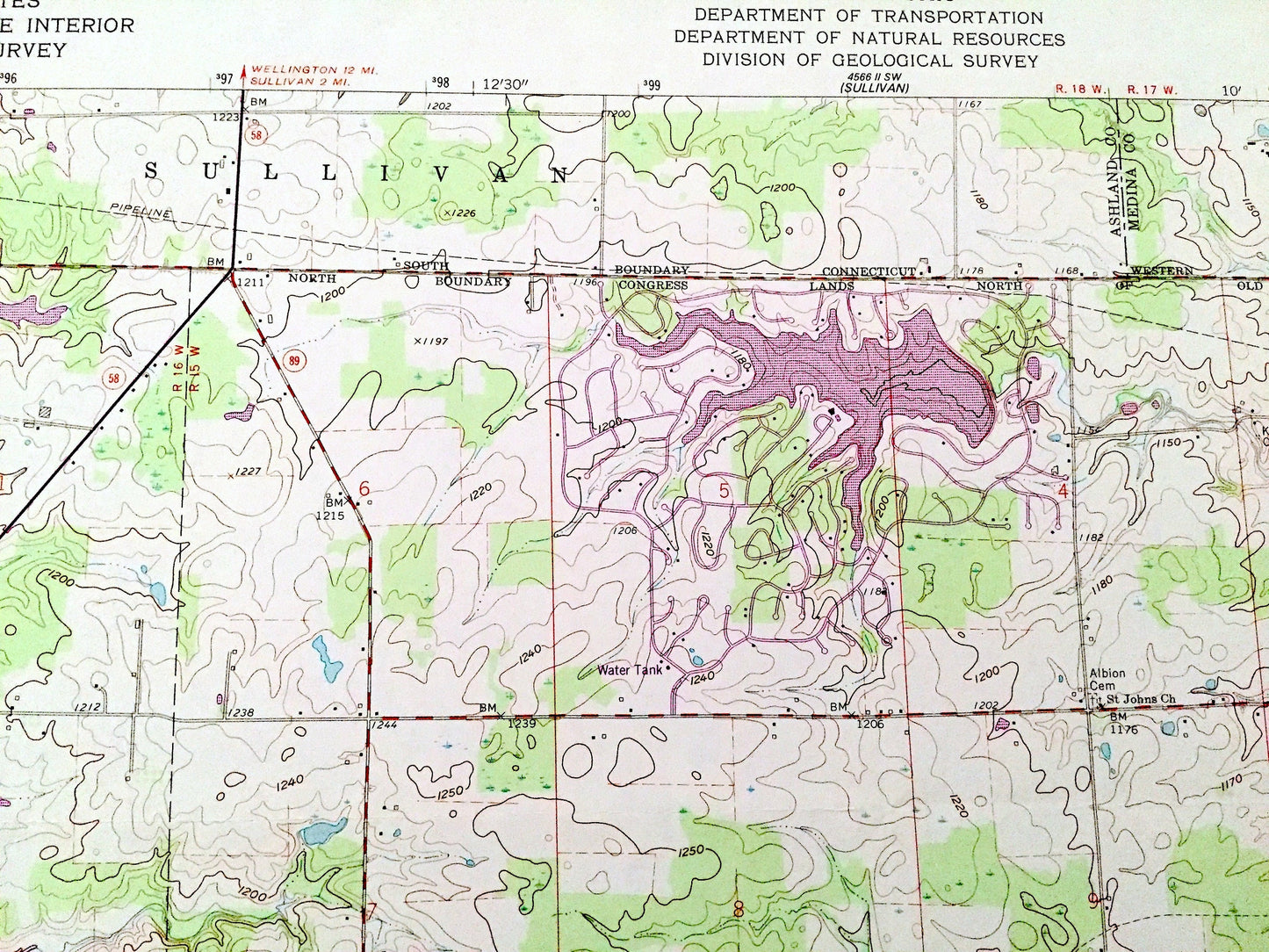 Antique Polk, Ohio 1961 US Geological Survey Topographic Map – Ashland, Medina, Wayne County, Redhaw, Perry, Montgomery, Cinnamon Lake, OH