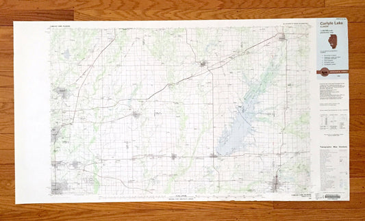 Antique Carlyle Lake, Illinois 1985 US Geological Survey Topographic Map – Madison, St Clair, Clinton, Bond, Fayette, Marion County, IL