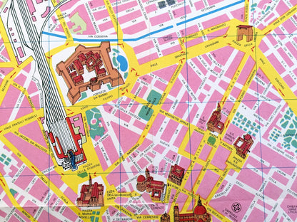 Antique 1960 Florence, Italy Pictorial Map from Aziendo Autonoma Di Turismo – Firenze, Tuscany, River Arno, Uffizi, Michelangelo, Duomo