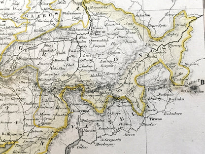 Antique 1850 Switzerland Map by John Dower, Ward & Lock – Germany, Liechtenstein, Zurich, Lucerne, Lake Geneva, Alps, Mountains Active