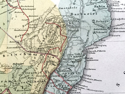Antique 1855 South Africa Map from Petermann's Geographische Mitteilungen Atlas by Justus Perthes – Das Capland, Cape Town, Johannesburg