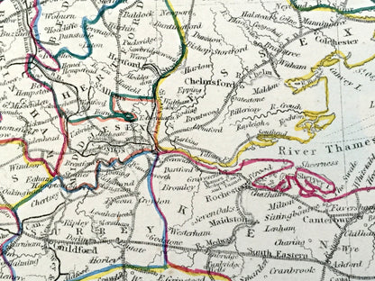 Antique 1844 England & Wales Map from SDUK Atlas – United Kingdom, Great Britain, British Isles, Scotland, London, Manchester, Liverpool, UK
