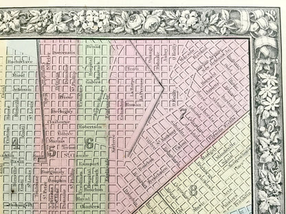 Antique New Orleans, Louisiana 1860 City Plan Map by S.A. Mitchell – Bourbon Street, Big Easy, French Quarter, Garden District, Algiers, LA
