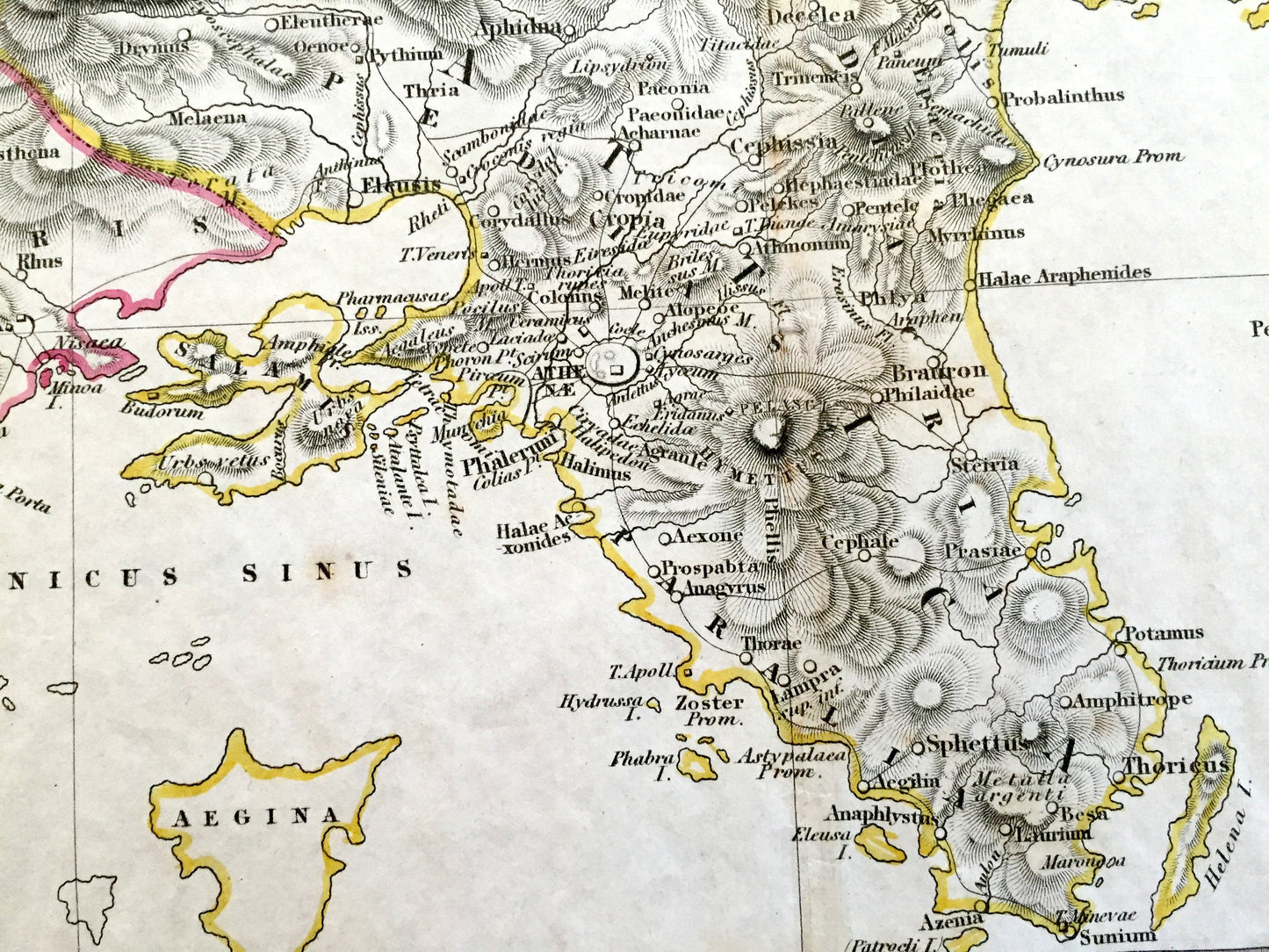 Antique 1830 Ancient Greece Map by J&C Walker, John Murray and Karl Otfried MÜLLER – Athens, Corinth, Ionian Islands, Macedonia, Delphi