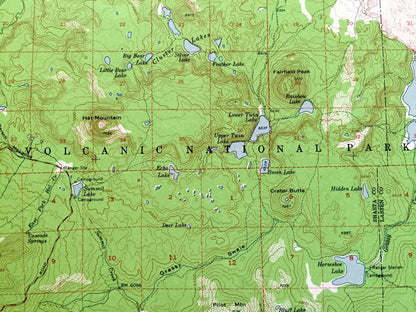 Antique Lassen Volcanic National Park, California 1957 US Geological Survey Topographic Map – Mineral, Manzanita Lake, Drakesbad, Shasta, CA