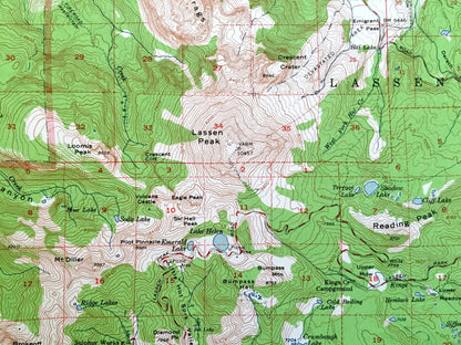 Antique Lassen Volcanic National Park, California 1957 US Geological Survey Topographic Map – Mineral, Manzanita Lake, Drakesbad, Shasta, CA