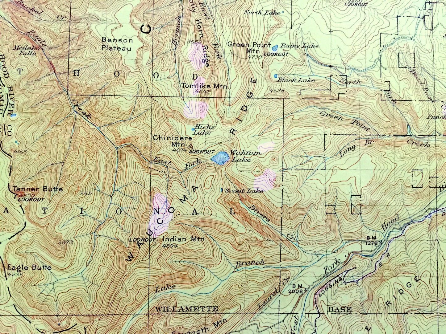 Antique Hood River, Oregon 1926 US Geological Survey Topographic Map – Skamania County, Columbia River, Cascade Range, Carson, Washington OR