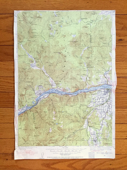 Antique Hood River, Oregon 1926 US Geological Survey Topographic Map – Skamania County, Columbia River, Cascade Range, Carson, Washington OR