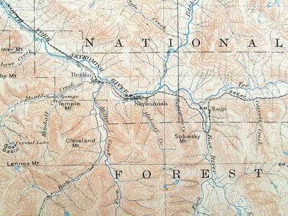 Antique Skykomish, Washington 1905 US Geological Survey Topographic Map – King County, Cascade Range, Wenatchee River, Tonga, Galena, Berlin