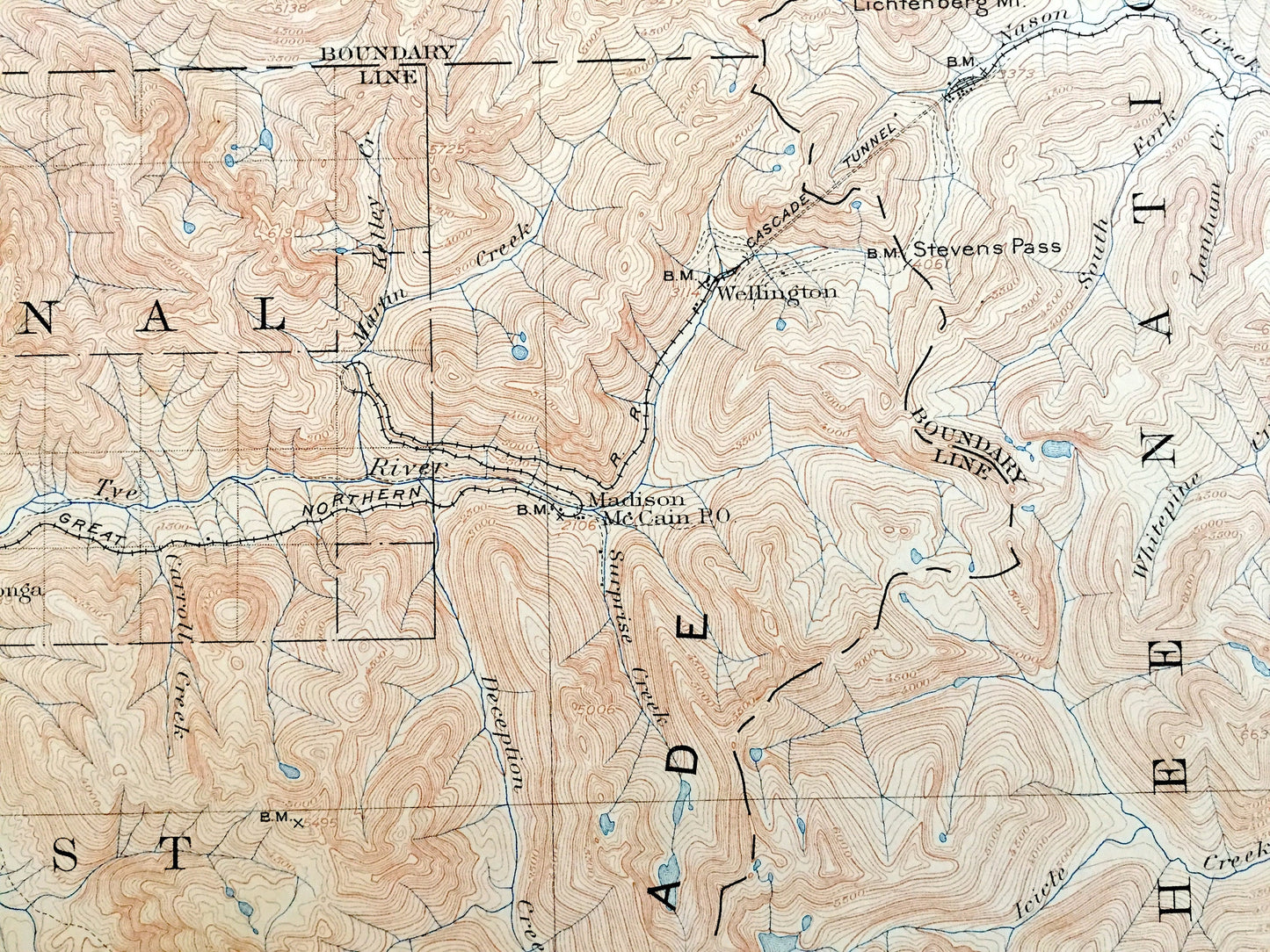 Antique Skykomish, Washington 1905 US Geological Survey Topographic Map – King County, Cascade Range, Wenatchee River, Tonga, Galena, Berlin