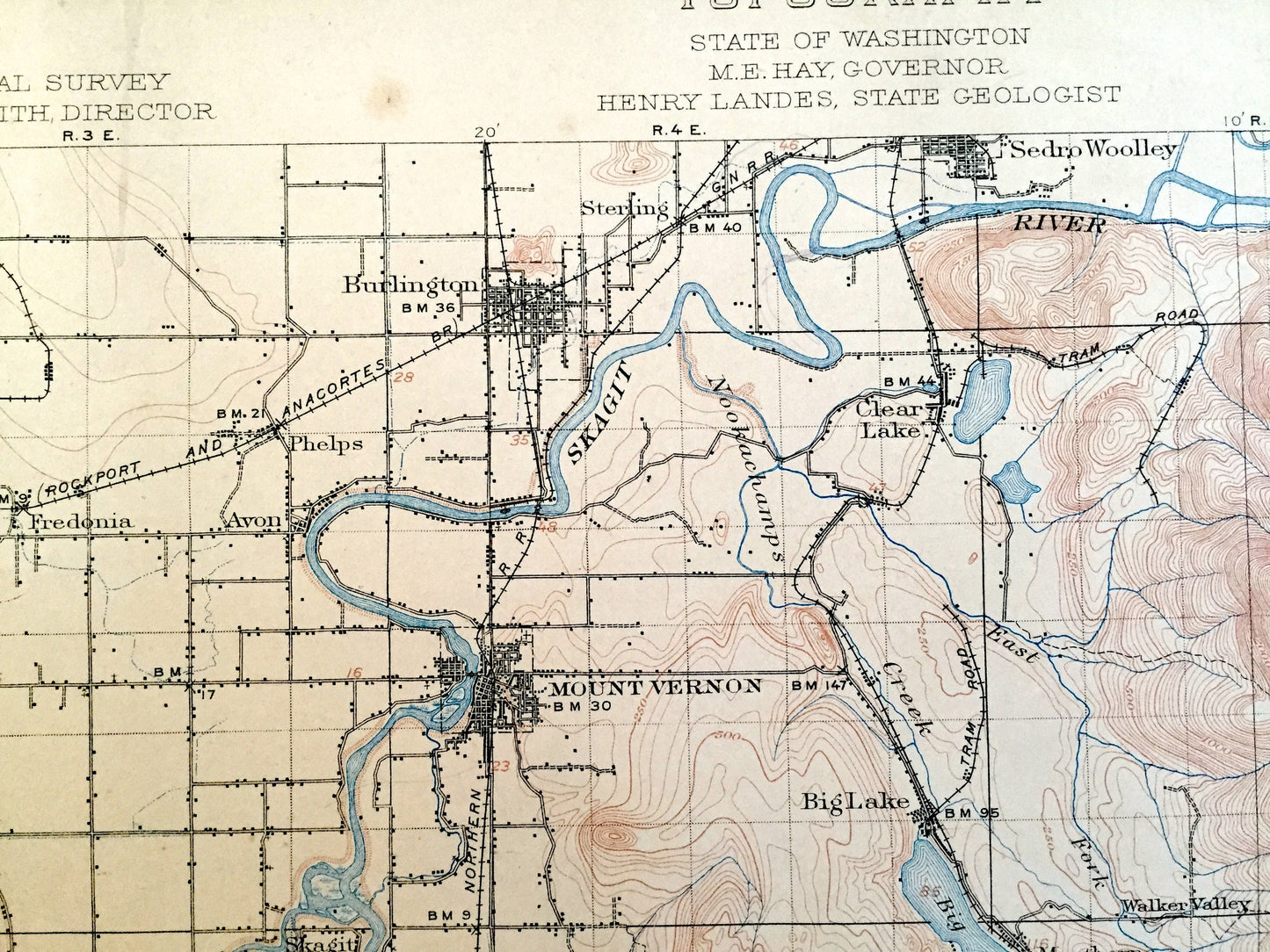 Antique Mount Vernon, Washington 1911 US Geological Survey Topographic Map – Snohomish, Island, Skagit County, Stanwood, Tulalip, Everett WA