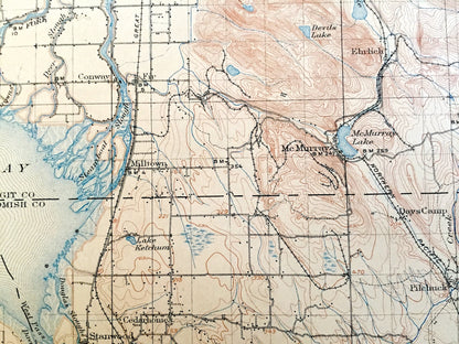Antique Mount Vernon, Washington 1911 US Geological Survey Topographic Map – Snohomish, Island, Skagit County, Stanwood, Tulalip, Everett WA