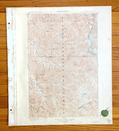 Antique Glacier Peak, Washington 1901 US Geological Survey Topographic Map – Skagit, Chelan, Snohomish County, Mt Baker National Forest, WA