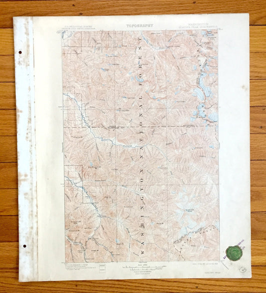 Antique Glacier Peak, Washington 1901 US Geological Survey Topographic Map – Skagit, Chelan, Snohomish County, Mt Baker National Forest, WA