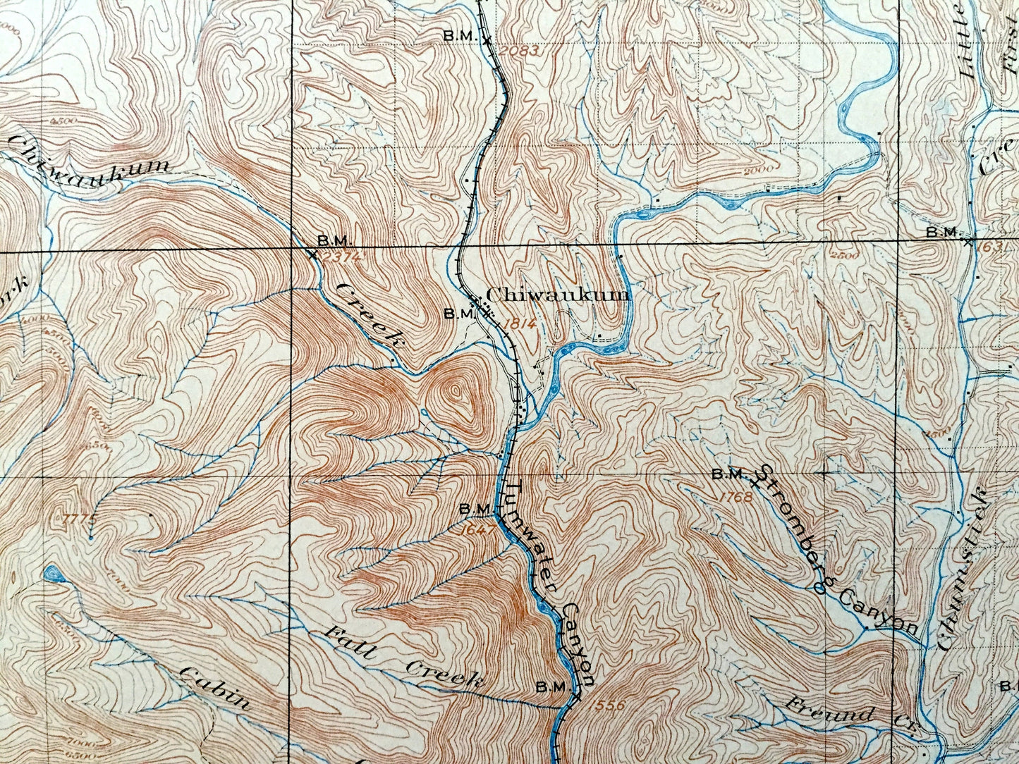 Antique Chiwaukum, Washington 1904 US Geological Survey Topographic Map – Chelan County, Wenatchee River, Entiat Mountains, Nason, Merritt
