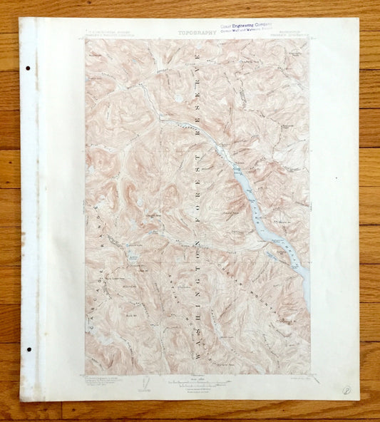 Antique Stehekin, Washington 1904 US Geological Survey Topographic Map – Chelan County, Cascade Range, Lake, Lucerne, Croker, Gilbert, WA