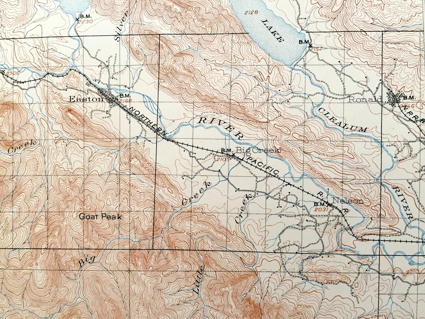 Antique Snoqualmie, Washington 1903 US Geological Survey Topographic Map – King County, Cascade Range, Yakima River, Keechelus Lake, Easton