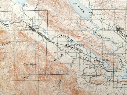 Antique Snoqualmie, Washington 1903 US Geological Survey Topographic Map – King County, Cascade Range, Yakima River, Keechelus Lake, Easton