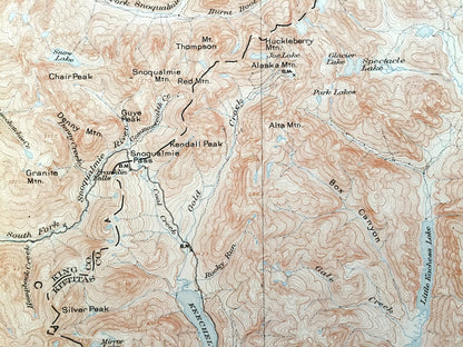 Antique Snoqualmie, Washington 1903 US Geological Survey Topographic Map – King County, Cascade Range, Yakima River, Keechelus Lake, Easton