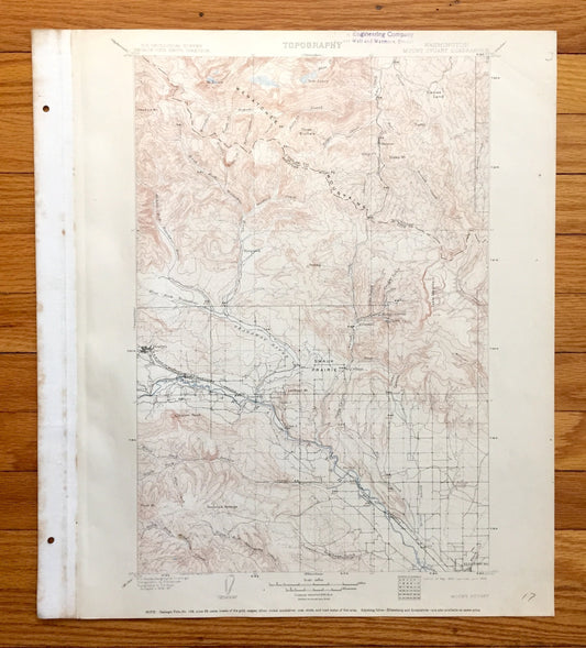 Antique Mount Stuart, Washington 1902 US Geological Survey Topographic Map – Kittitas, Chelan County, Teanaway, Roslyn, Meaghersville, WA