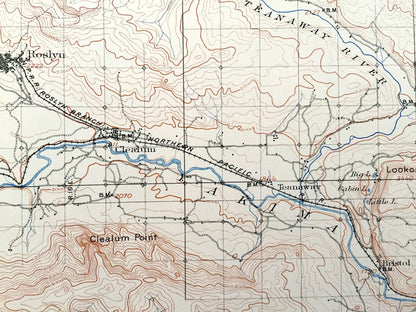 Antique Mount Stuart, Washington 1902 US Geological Survey Topographic Map – Kittitas, Chelan County, Teanaway, Roslyn, Meaghersville, WA