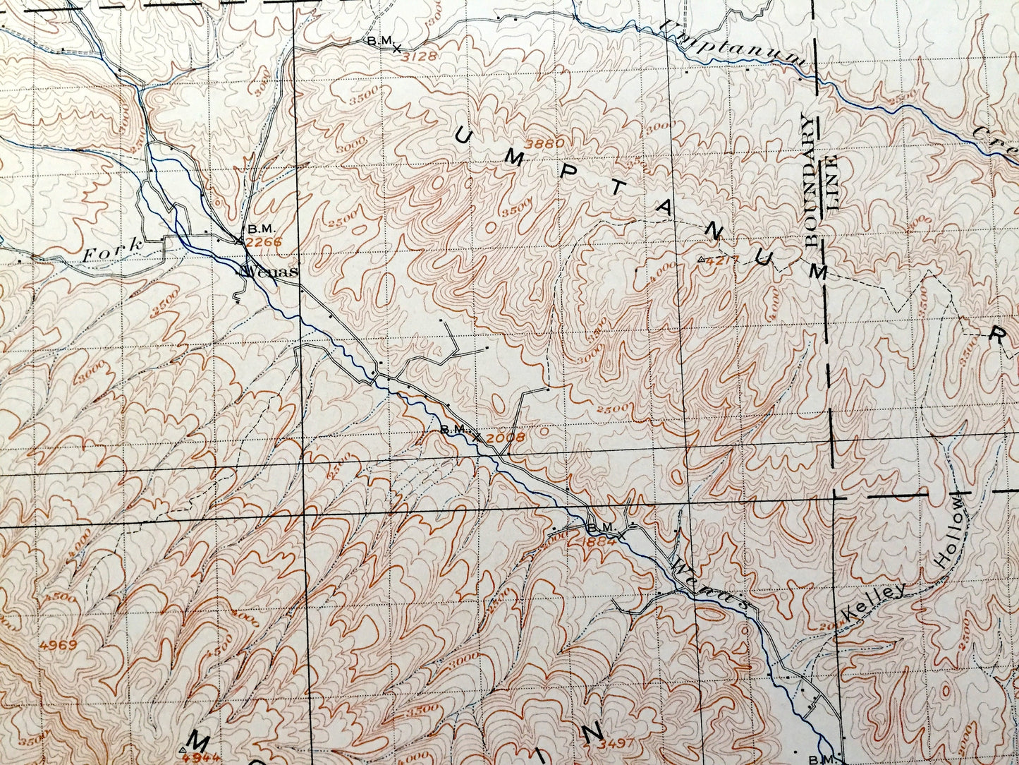 Antique Ellensburg, Washington 1901 US Geological Survey Topographic Map – Kittitas, Yakima County, North, Indian Reservation, Umtanum, WA