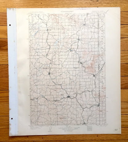 Antique Oakesdale, Washington 1905 US Geological Survey Topographic Map – Whitman County, Rockford, Tekoa, Latah, North Pine, Sunset, Warner