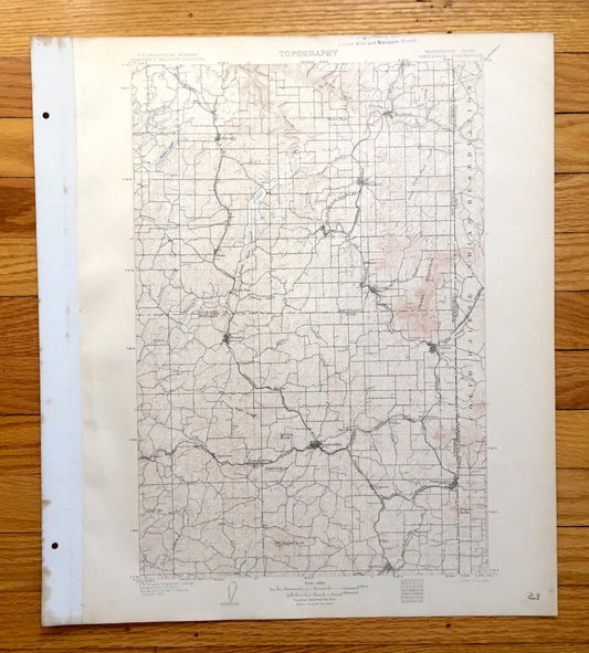 Antique Oakesdale, Washington 1905 US Geological Survey Topographic Map – Whitman County, Rockford, Tekoa, Latah, North Pine, Sunset, Warner