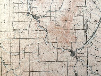 Antique Oakesdale, Washington 1905 US Geological Survey Topographic Map – Whitman County, Rockford, Tekoa, Latah, North Pine, Sunset, Warner