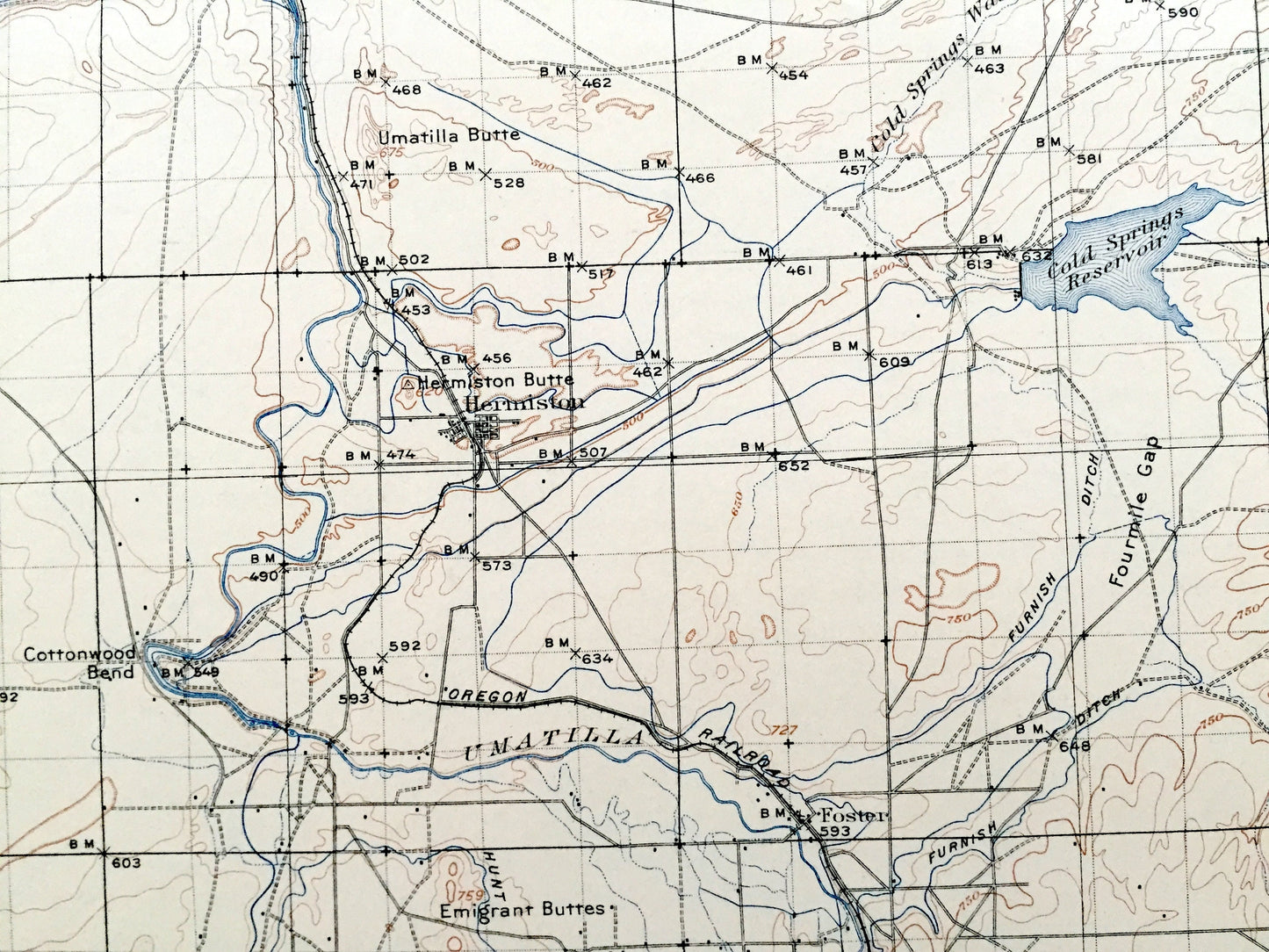 Antique Umatilla, Oregon 1908 US Geological Survey Topographic Map – Benton County, Morrow, Columbia River, Hermiston, Washington, OR WA
