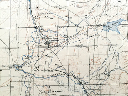 Antique Umatilla, Oregon 1908 US Geological Survey Topographic Map – Benton County, Morrow, Columbia River, Hermiston, Washington, OR WA