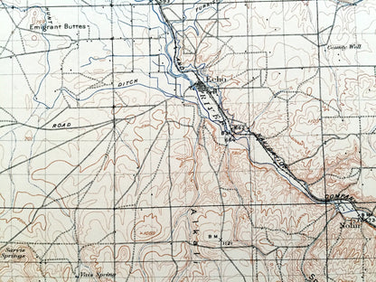 Antique Umatilla, Oregon 1908 US Geological Survey Topographic Map – Benton County, Morrow, Columbia River, Hermiston, Washington, OR WA